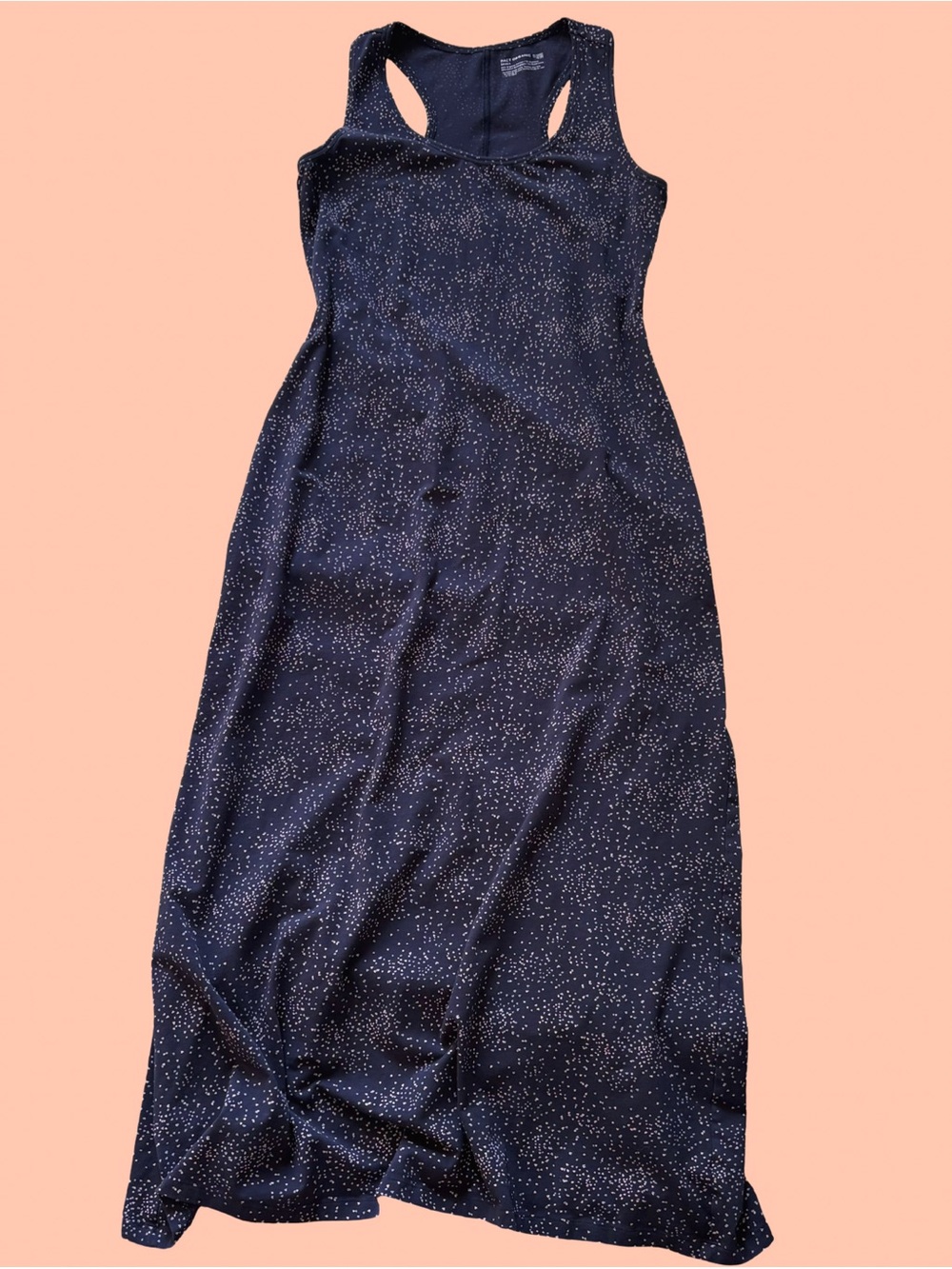 Pact Organic Racerback Sleeveless Maxi Dress Navy Speckle Lightweight